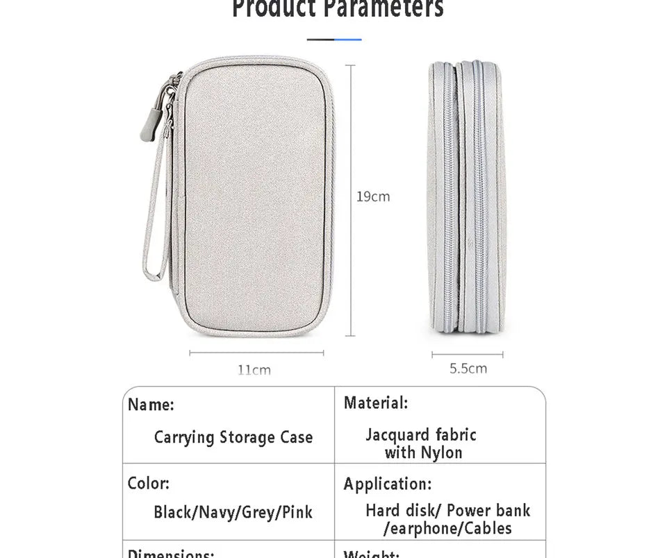 Data Cable Storage Bag Waterproof Travel Organizer Bag Portable Carry Case Layers Storage Bag for Cable Cord USB Charger