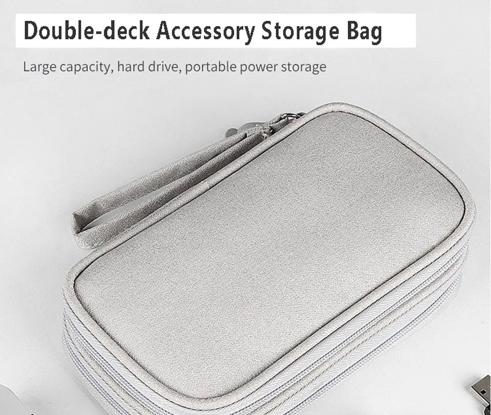 Data Cable Storage Bag Waterproof Travel Organizer Bag Portable Carry Case Layers Storage Bag for Cable Cord USB Charger