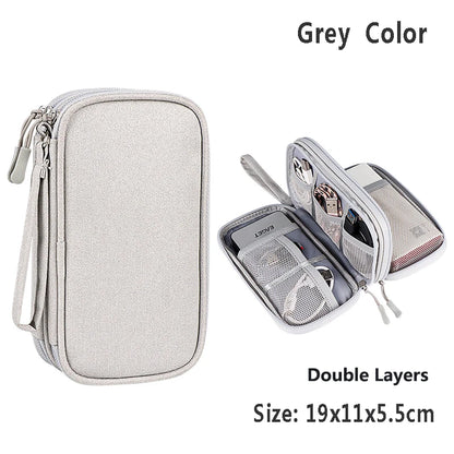 Data Cable Storage Bag Waterproof Travel Organizer Bag Portable Carry Case Layers Storage Bag for Cable Cord USB Charger