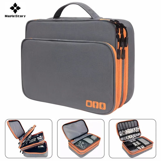 Multi Layer Cable Storage Bag, Electronic Accessories Organizer, Portable Travel Cable Organizer Case for iPad cable Charger