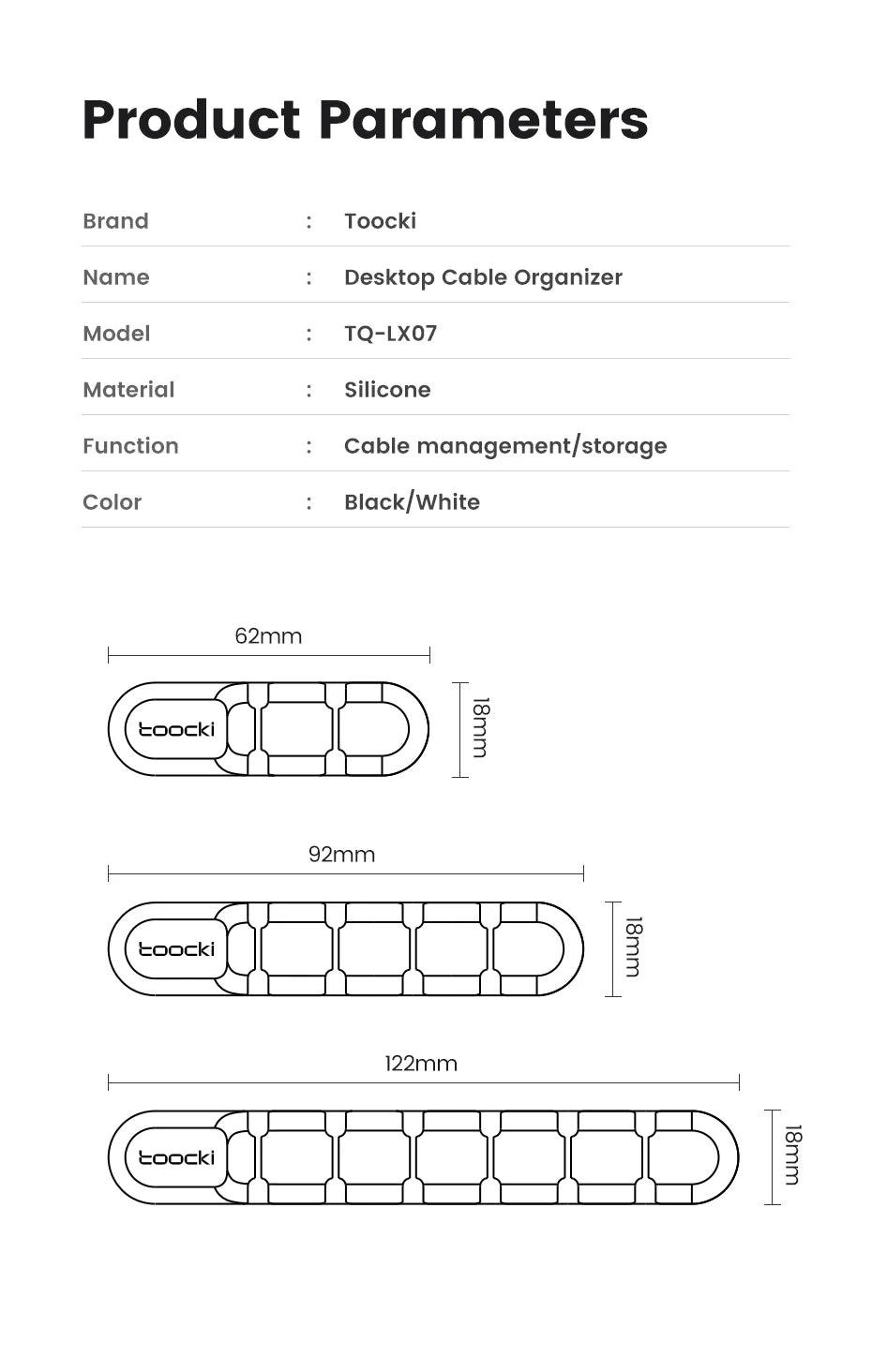 Toocki Cable Organizer 3 5 7 Hole Cables Winder Flexible Wire Management Clips For Cable Clearance Cord Protector For Chargers