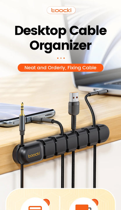 Toocki Cable Organizer 3 5 7 Hole Cables Winder Flexible Wire Management Clips For Cable Clearance Cord Protector For Chargers