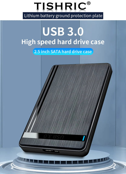 TISHRIC External HDD Case Hard Drive Box USB 3.0 2.5 Inch SATA 3.0  Mobile HDD Enclosure Support UASP for PC Laptop