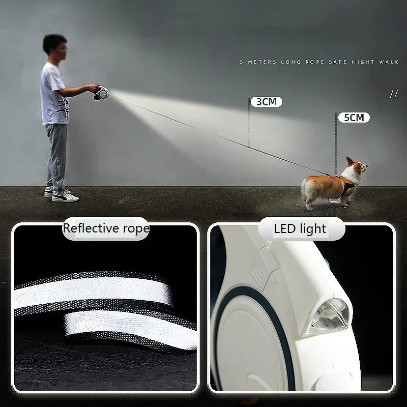 Automatic Retractable Dog Leash 5M Extendable Rope For Outdoor Walking Small Dogs Traction Rope Cat Lead Without Garbage Bag