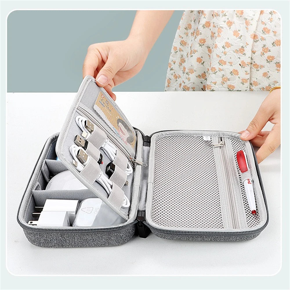 Large Capacity Travel Electronics Accessories Organizer Tablet Hard Disk Cable Portable Storage Bag EVA Duricrust Airbag