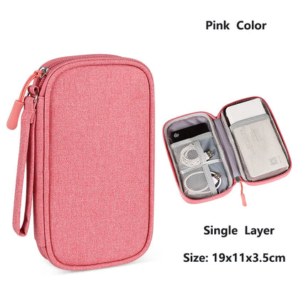 Data Cable Storage Bag Waterproof Travel Organizer Bag Portable Carry Case Layers Storage Bag for Cable Cord USB Charger