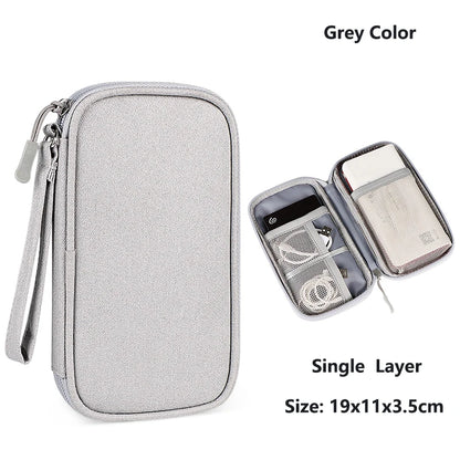 Data Cable Storage Bag Waterproof Travel Organizer Bag Portable Carry Case Layers Storage Bag for Cable Cord USB Charger