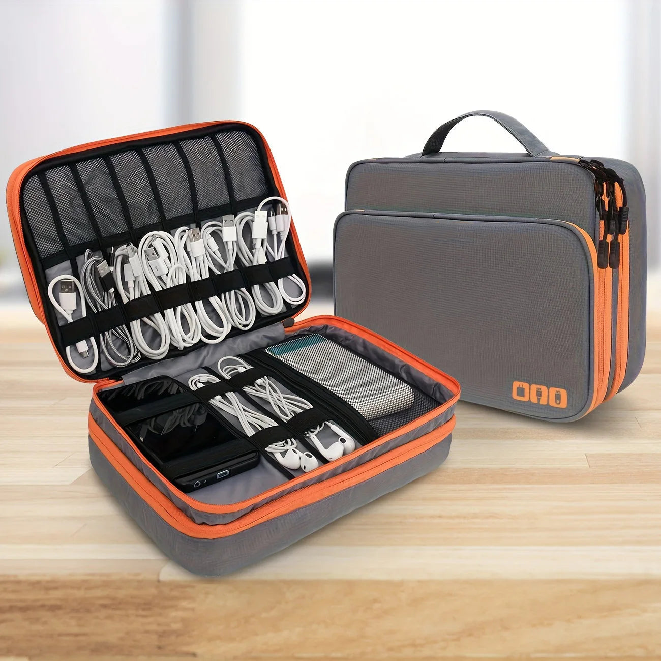 Multi Layer Cable Storage Bag, Electronic Accessories Organizer, Portable Travel Cable Organizer Case for iPad cable Charger