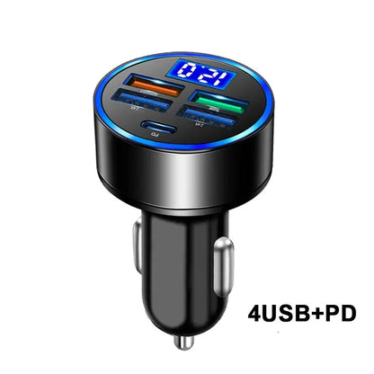 Car Charger 66w 5-port 4USB+1PD Fast Charging Adapter for Apple and Huawei Models