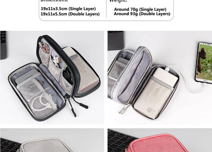 Data Cable Storage Bag Waterproof Travel Organizer Bag Portable Carry Case Layers Storage Bag for Cable Cord USB Charger