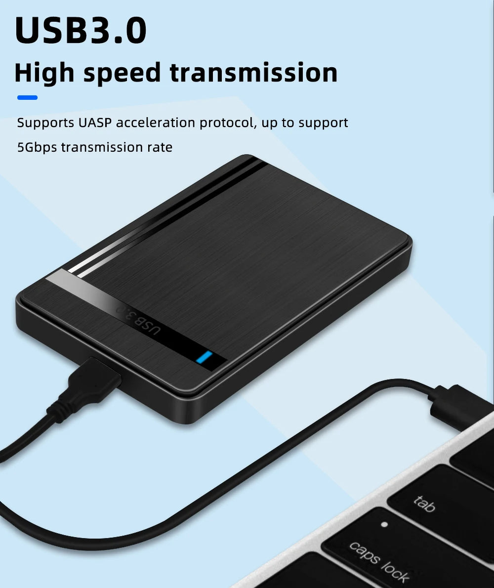 TISHRIC External HDD Case Hard Drive Box USB 3.0 2.5 Inch SATA 3.0  Mobile HDD Enclosure Support UASP for PC Laptop