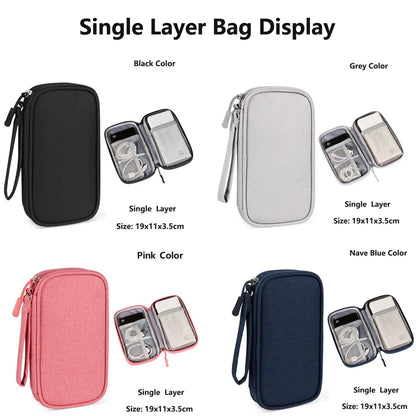 Data Cable Storage Bag Waterproof Travel Organizer Bag Portable Carry Case Layers Storage Bag for Cable Cord USB Charger