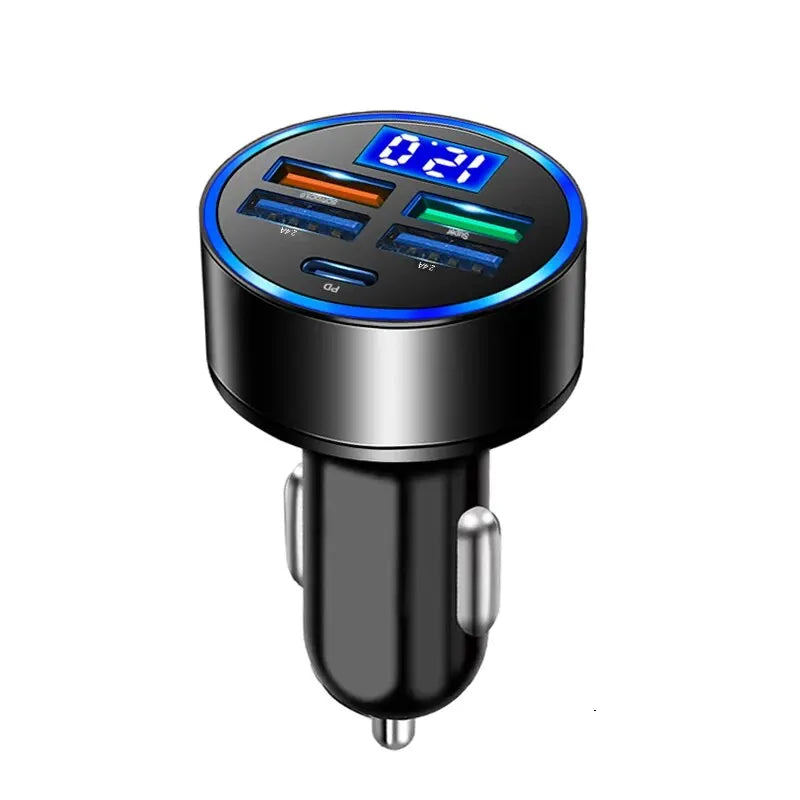 Car Charger 66w 5-port 4USB+1PD Fast Charging Adapter for Apple and Huawei Models