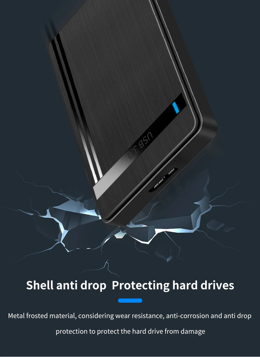 TISHRIC External HDD Case Hard Drive Box USB 3.0 2.5 Inch SATA 3.0  Mobile HDD Enclosure Support UASP for PC Laptop