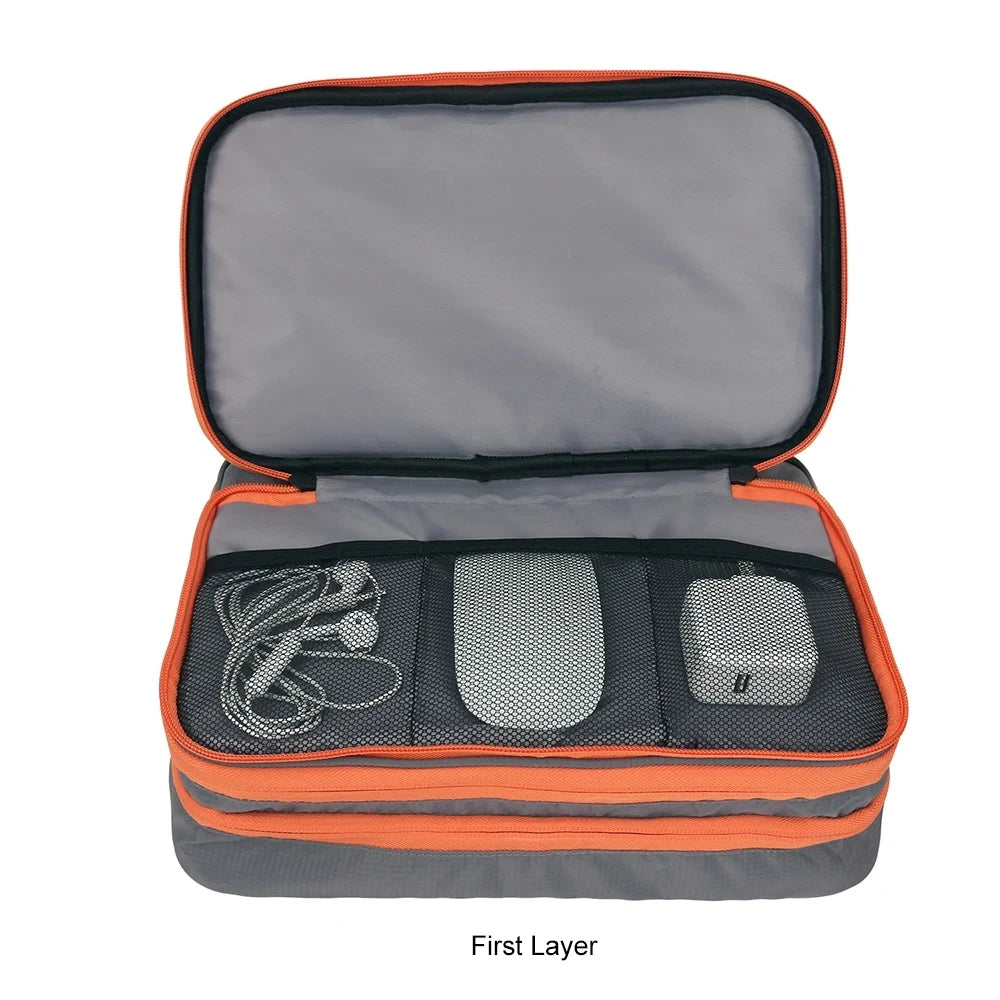 Multi Layer Cable Storage Bag, Electronic Accessories Organizer, Portable Travel Cable Organizer Case for iPad cable Charger