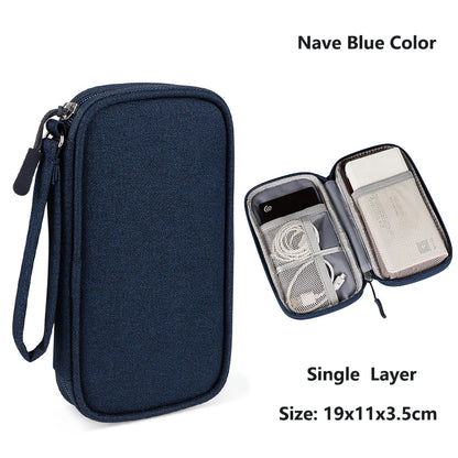 Data Cable Storage Bag Waterproof Travel Organizer Bag Portable Carry Case Layers Storage Bag for Cable Cord USB Charger