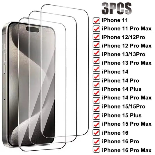 Tempered Glass for IPhone 15 16 Pro Max 16 Plus Screen Protector for IPhone 13 11 12 14 Pro Max 12 Mini Protective Glass Film